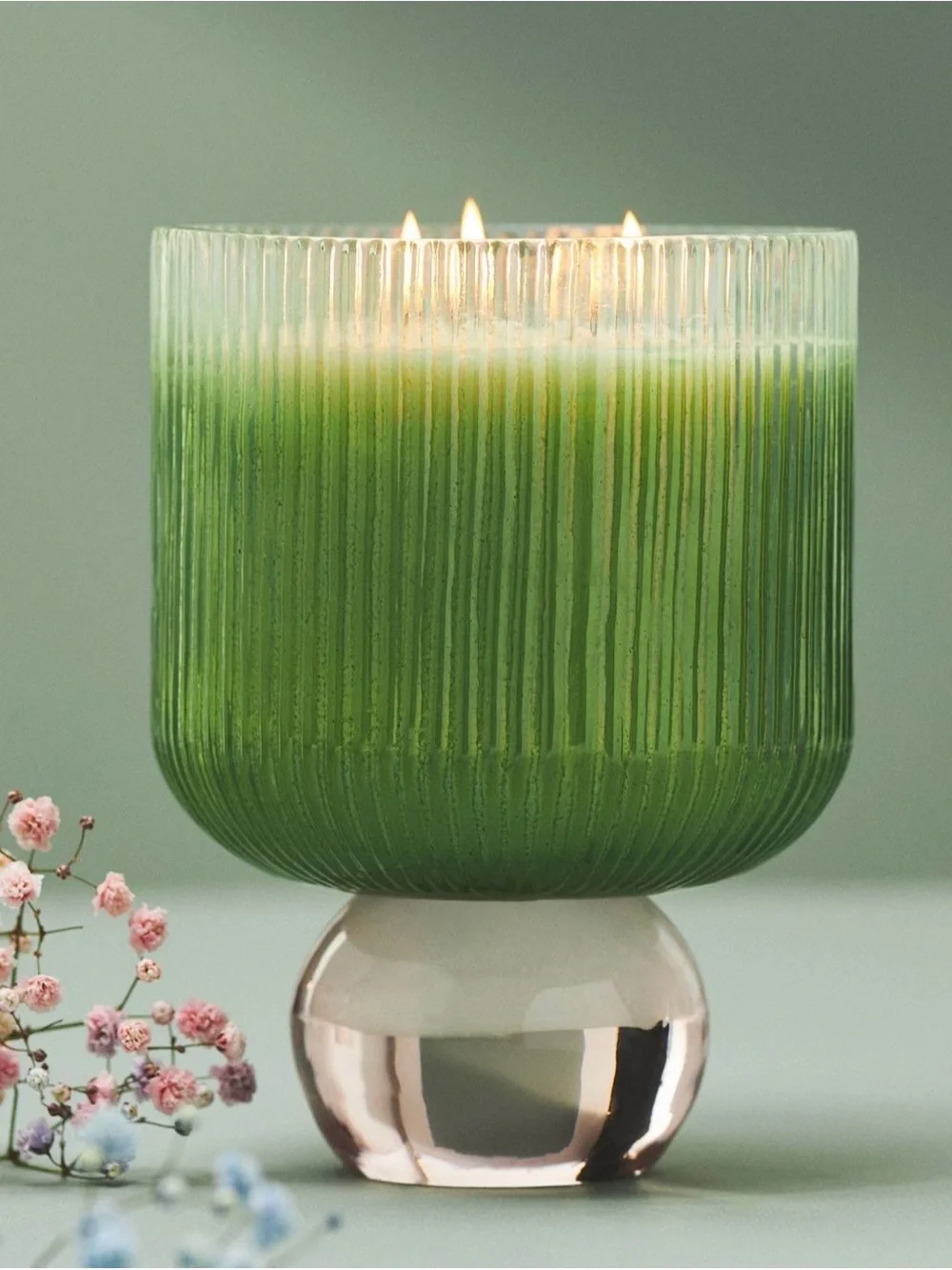 Anthropologie pedestal fruity goji berry & mango glass candle, NEW!